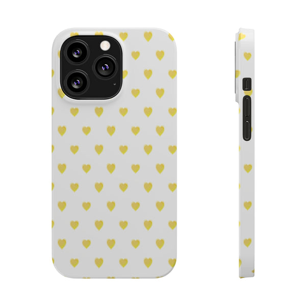 Preppy Hearts in Yellow, Heart Pattern,  Preppy Gift summer iPhone Case, Samsung Slim and Sleek, Classic, Impact Resistant Shell