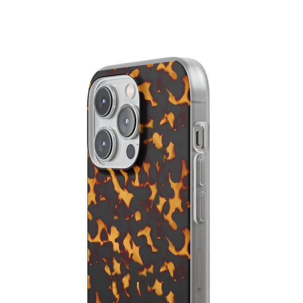 Flexible Phone Case - Tortoise Print Chic Spots leopard in classic neutral phones iphone Samsung clear access to all ports and functions