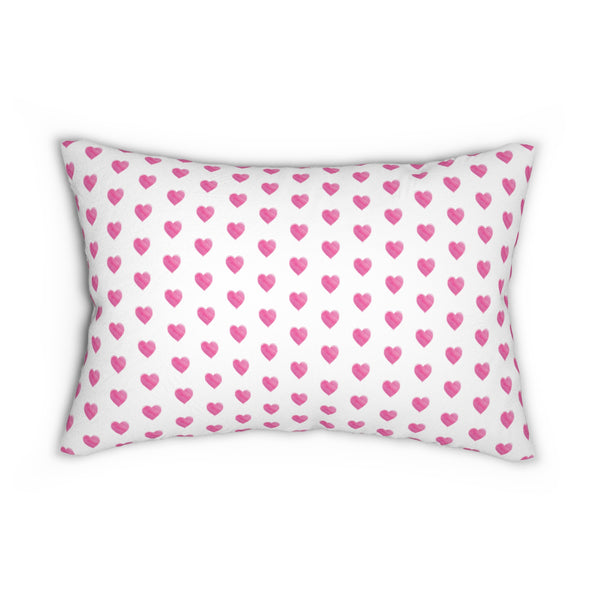 Decorative Lumbar Preppy Pink Hearts Pillow with insert , 14" x 20"