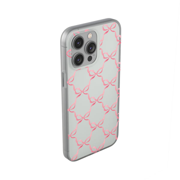 Flexible Phone Case - Preppy Chinoiserie Watercolor Bows iphone Samsung clear access to all ports and functions