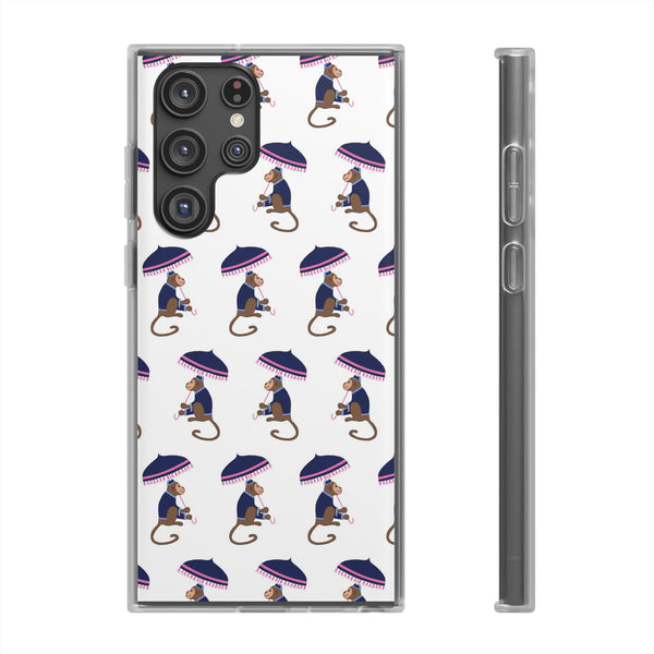 Flexible Phone Case - Preppy Chinoiserie Monkey Pattern  iphone Samsung clear access to all ports and functions