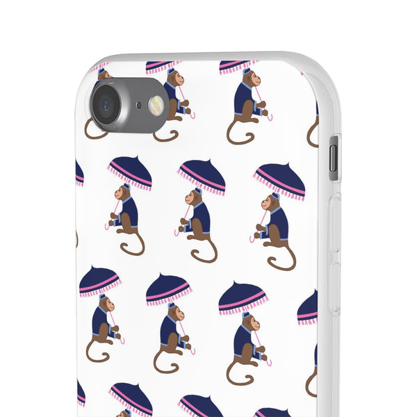 Flexible Phone Case - Preppy Chinoiserie Monkey Pattern  iphone Samsung clear access to all ports and functions