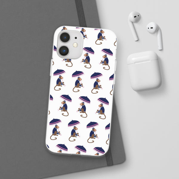 Flexible Phone Case - Preppy Chinoiserie Monkey Pattern  iphone Samsung clear access to all ports and functions