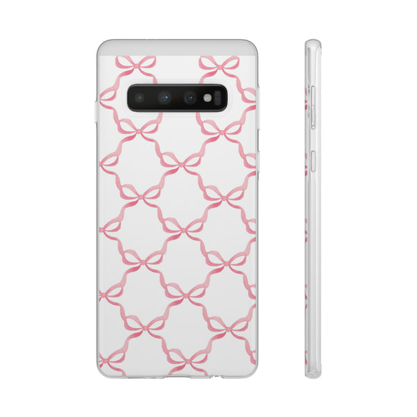 Flexible Phone Case - Preppy Chinoiserie Watercolor Bows iphone Samsung clear access to all ports and functions