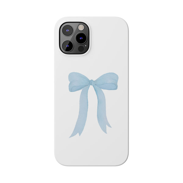 Blue Bow Phone Case, Coquette , loveshackfancy inspired, preppy print Phone Case Slim and Sleek, all iPhone 15 14 Plus Pro Max 13