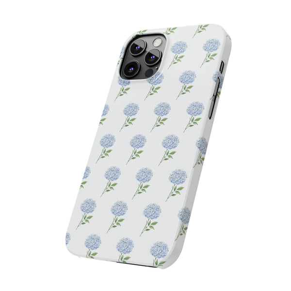 Hydrangea pattern, blue hydrangea preppy summer Phone Case Slim and Sleek, Preppy and Classic, Impact Resistant Shell