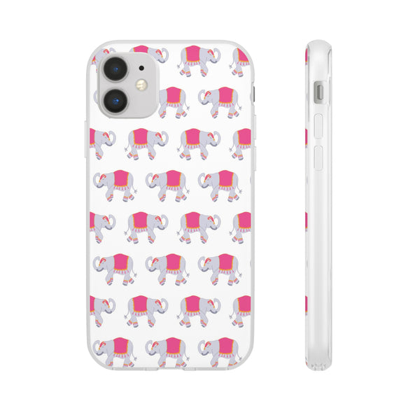 Flexible Phone Case - Preppy Chinoiserie Elephant Pattern  iphone Samsung clear access to all ports and functions