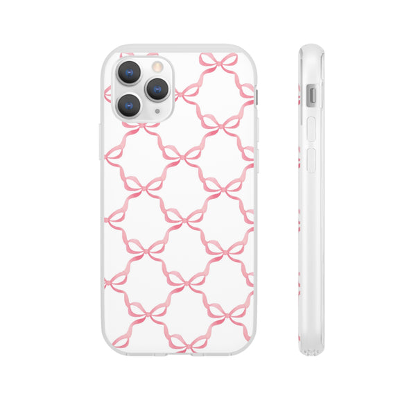 Flexible Phone Case - Preppy Chinoiserie Watercolor Bows iphone Samsung clear access to all ports and functions