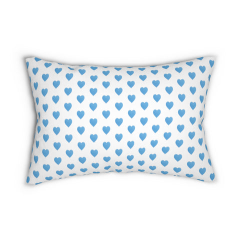 Decorative Lumbar Preppy Blue Hearts Pillow with insert , 14" x 20"