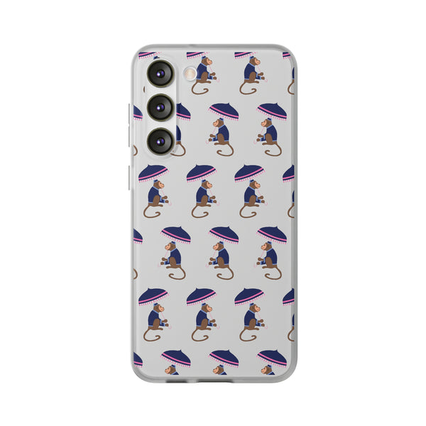 Flexible Phone Case - Preppy Chinoiserie Monkey Pattern  iphone Samsung clear access to all ports and functions