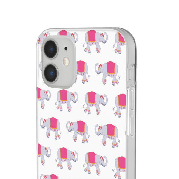 Flexible Phone Case - Preppy Chinoiserie Elephant Pattern  iphone Samsung clear access to all ports and functions