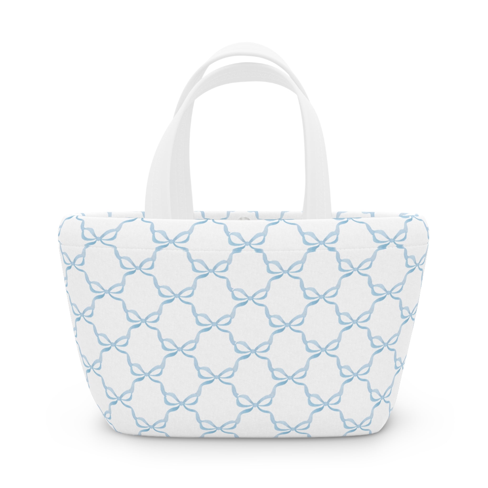 Preppy Blue Bows lunch bag, insulated, cooler bag, One size, washable, magnet closure