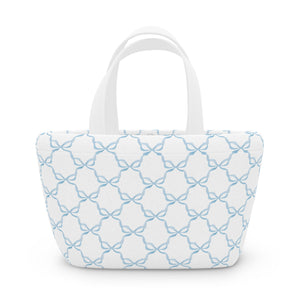 Preppy Blue Bows lunch bag, insulated, cooler bag, One size, washable, magnet closure
