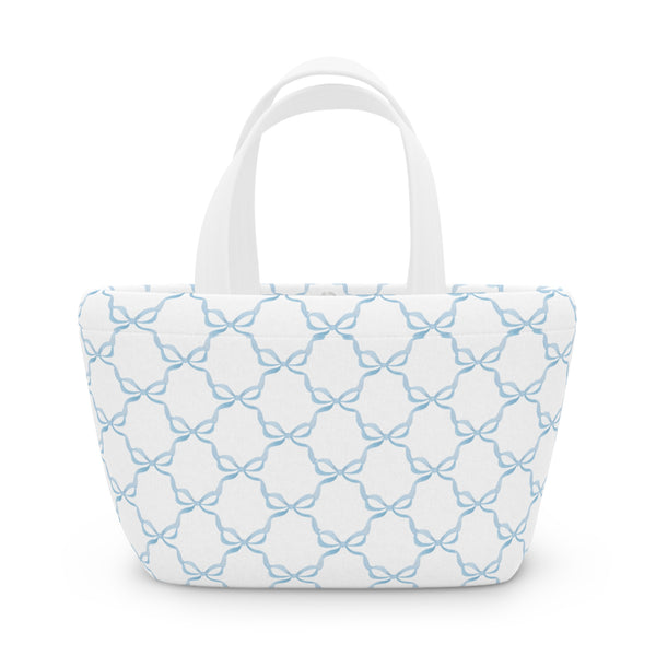 Preppy Blue Bows lunch bag, insulated, cooler bag, One size, washable, magnet closure