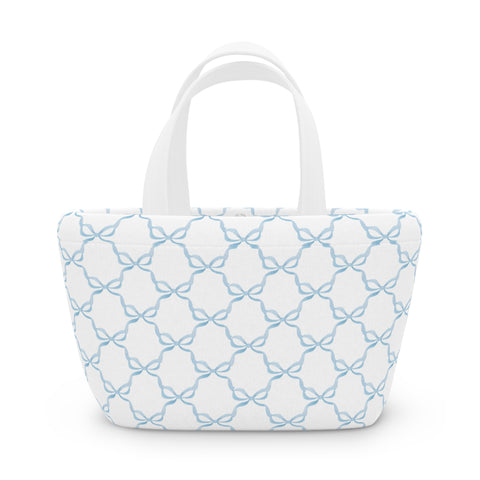 Preppy Blue Bows lunch bag, insulated, cooler bag, One size, washable, magnet closure