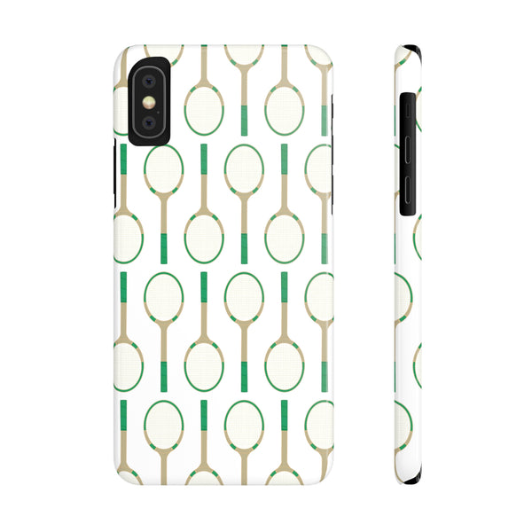 Vintage Tennis Racket in Green Phone Case Slim and Sleek, Preppy and Classic, Impact Resistant Shell