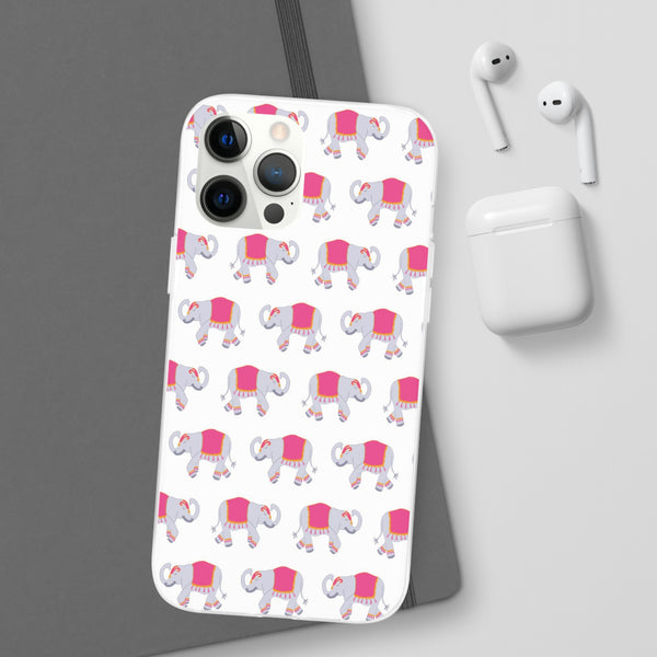 Flexible Phone Case - Preppy Chinoiserie Elephant Pattern  iphone Samsung clear access to all ports and functions