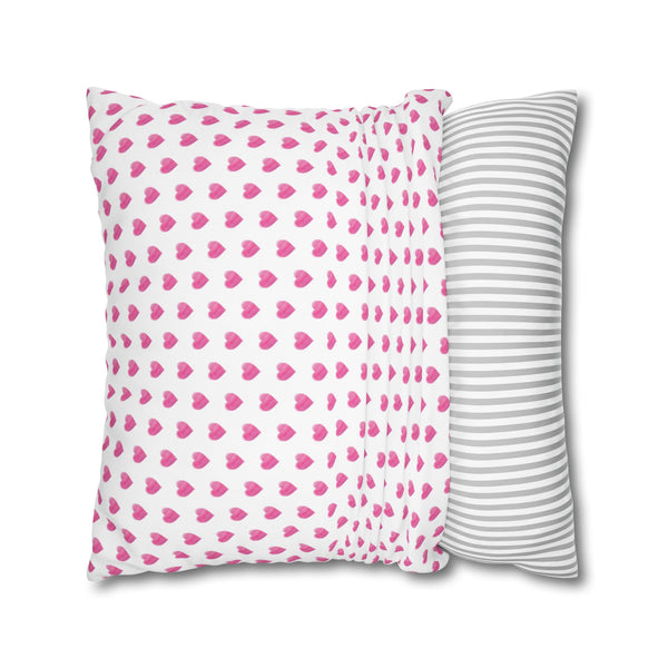 Pillow Cover Large Sham, Preppy Hot Pink Hearts in 24" or 26" inch square -  Case only (inserts not included)