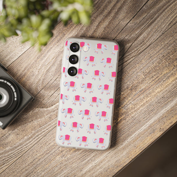 Flexible Phone Case - Preppy Chinoiserie Elephant Pattern  iphone Samsung clear access to all ports and functions