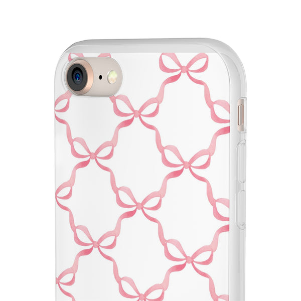 Flexible Phone Case - Preppy Chinoiserie Watercolor Bows iphone Samsung clear access to all ports and functions