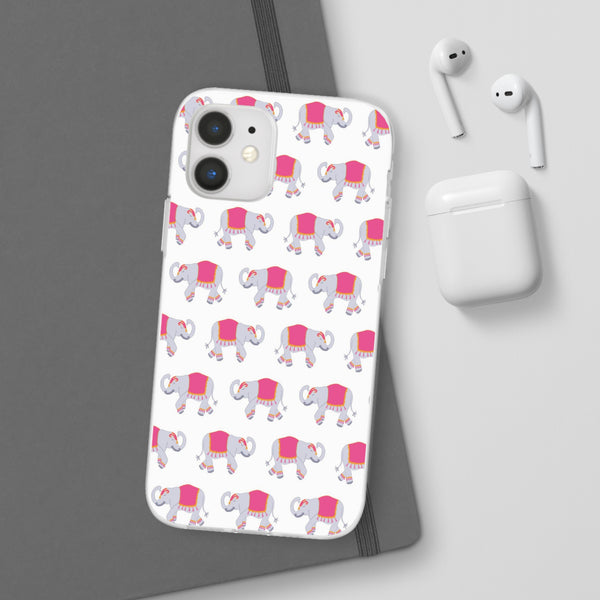 Flexible Phone Case - Preppy Chinoiserie Elephant Pattern  iphone Samsung clear access to all ports and functions
