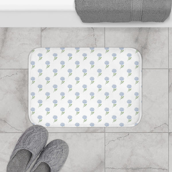 Bath Mat Hydrangea Pattern, two sizes, anti-slip back