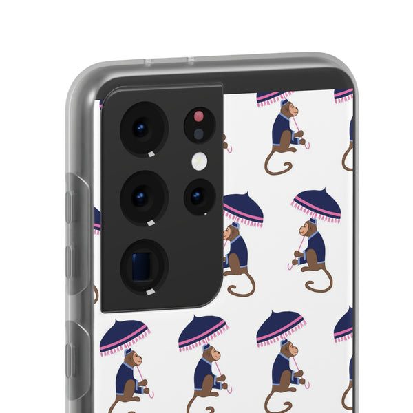 Flexible Phone Case - Preppy Chinoiserie Monkey Pattern  iphone Samsung clear access to all ports and functions