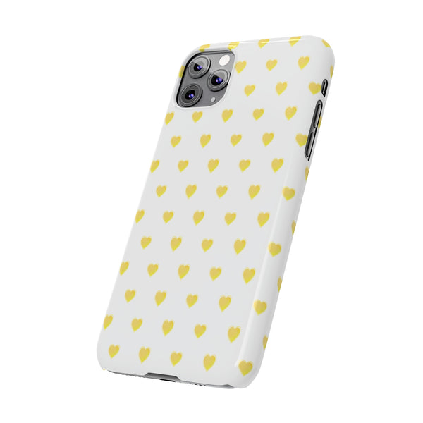Preppy Hearts in Yellow, Heart Pattern,  Preppy Gift summer iPhone Case, Samsung Slim and Sleek, Classic, Impact Resistant Shell