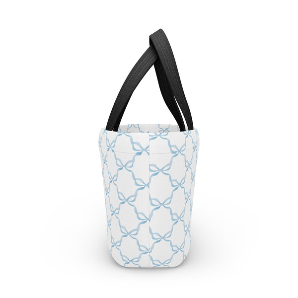 Preppy Blue Bows lunch bag, insulated, cooler bag, One size, washable, magnet closure