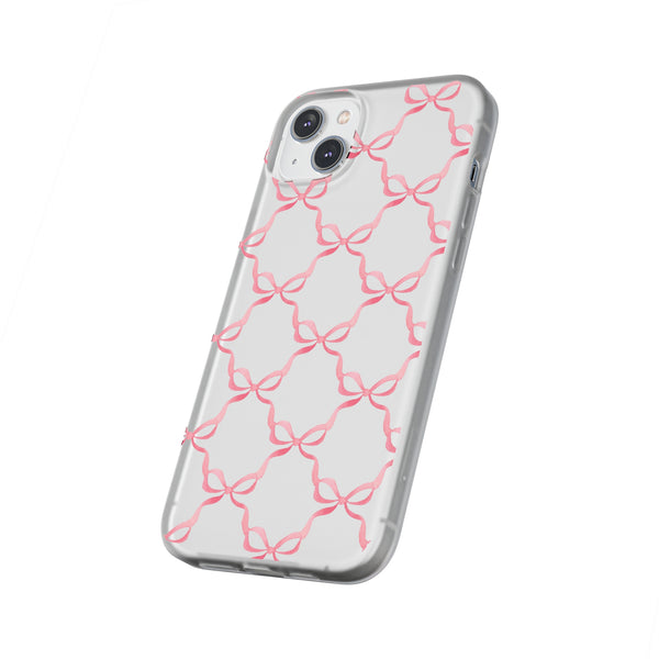 Flexible Phone Case - Preppy Chinoiserie Watercolor Bows iphone Samsung clear access to all ports and functions