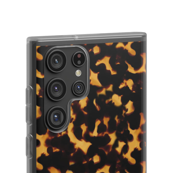 Flexible Phone Case - Tortoise Print Chic Spots leopard in classic neutral phones iphone Samsung clear access to all ports and functions