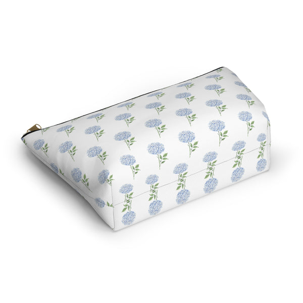Blue Hydrangea Pattern - Accessory Pouch Zip Closure Available in Two Sizes