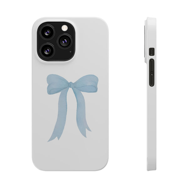 Blue Bow Phone Case, Coquette , loveshackfancy inspired, preppy print Phone Case Slim and Sleek, all iPhone 15 14 Plus Pro Max 13