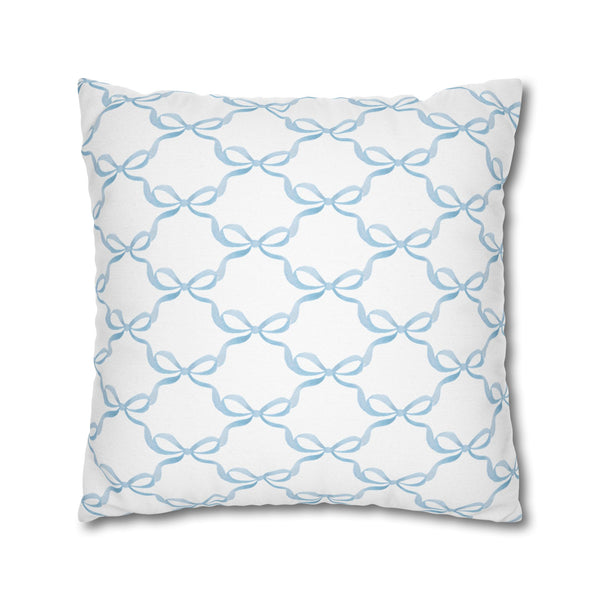 Watercolor Bow Blue Pillow Cover with Zip Closure - Cover Only - Insert not included - teen, tween, dorm room