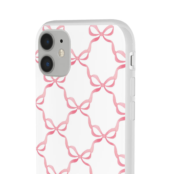 Flexible Phone Case - Preppy Chinoiserie Watercolor Bows iphone Samsung clear access to all ports and functions