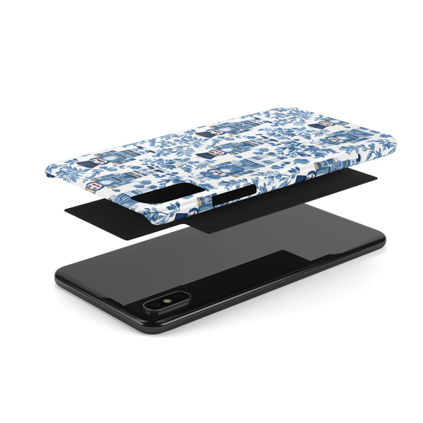 Slim Phone Case - Chinoiserie Holiday Nutcracker Blue and White Toile Protective Phone Case
