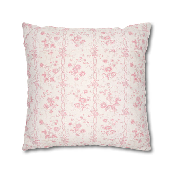 Pillow Cover with Zip Closure - Romantic Chic Pink Floral Toile, Cover Only - Insert not included - teen, tween, dorm room