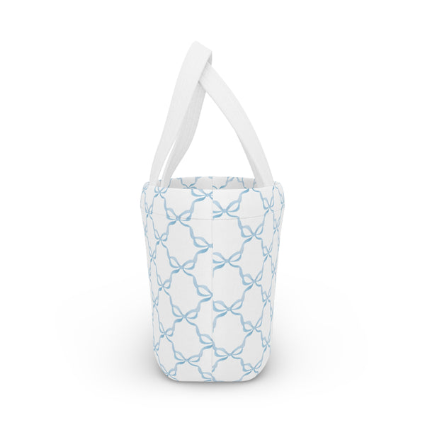 Preppy Blue Bows lunch bag, insulated, cooler bag, One size, washable, magnet closure