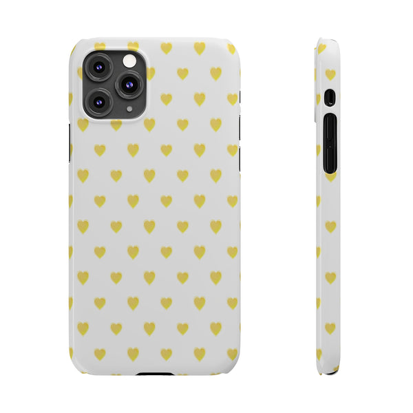 Preppy Hearts in Yellow, Heart Pattern,  Preppy Gift summer iPhone Case, Samsung Slim and Sleek, Classic, Impact Resistant Shell