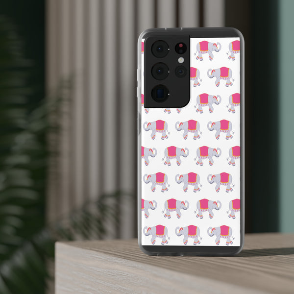 Flexible Phone Case - Preppy Chinoiserie Elephant Pattern  iphone Samsung clear access to all ports and functions