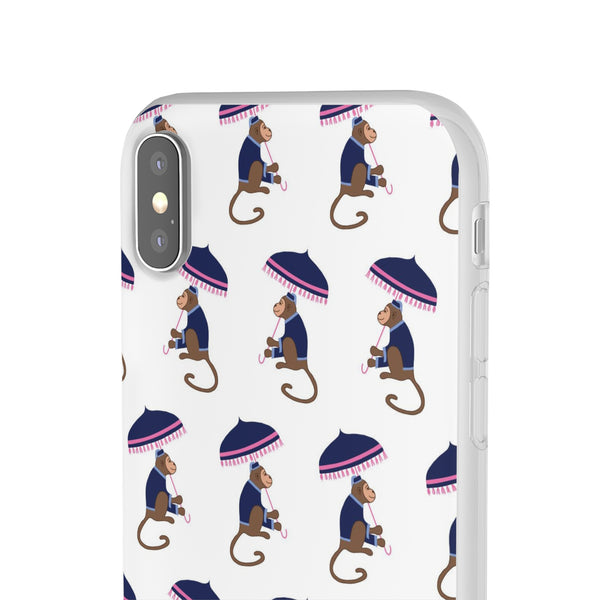 Flexible Phone Case - Preppy Chinoiserie Monkey Pattern  iphone Samsung clear access to all ports and functions