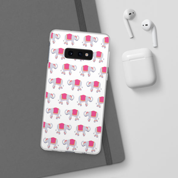 Flexible Phone Case - Preppy Chinoiserie Elephant Pattern  iphone Samsung clear access to all ports and functions