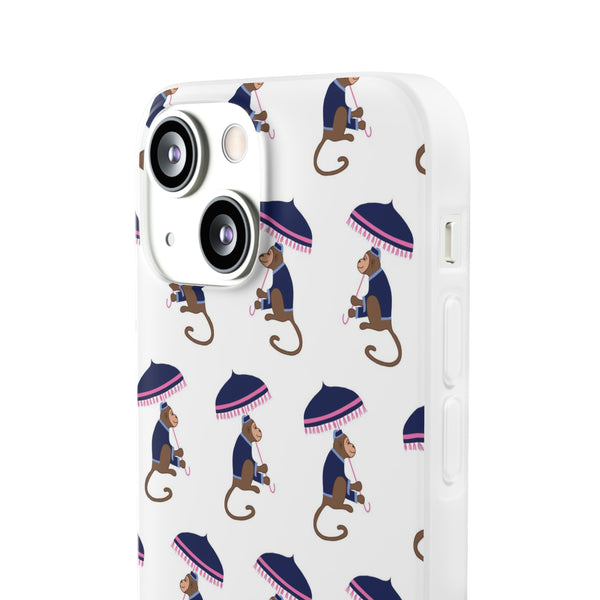 Flexible Phone Case - Preppy Chinoiserie Monkey Pattern  iphone Samsung clear access to all ports and functions