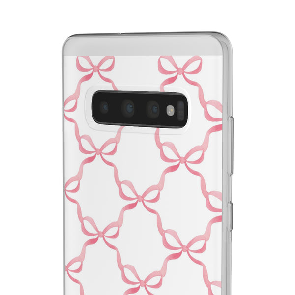 Flexible Phone Case - Preppy Chinoiserie Watercolor Bows iphone Samsung clear access to all ports and functions