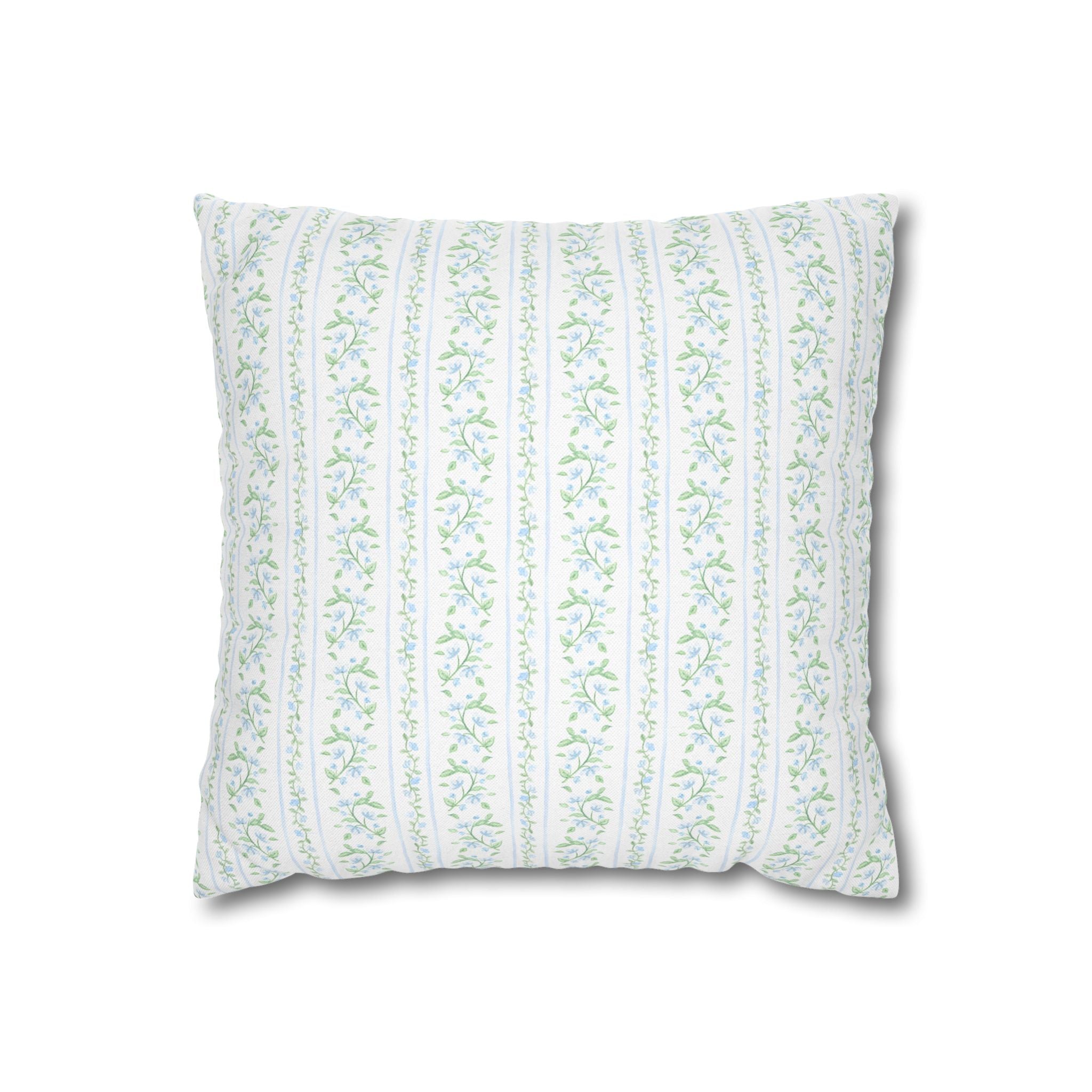 Chinoiserie Blue and White Vine Print Pillow Cover with Zip Closure - Cover Only - Insert not included