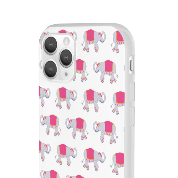 Flexible Phone Case - Preppy Chinoiserie Elephant Pattern  iphone Samsung clear access to all ports and functions