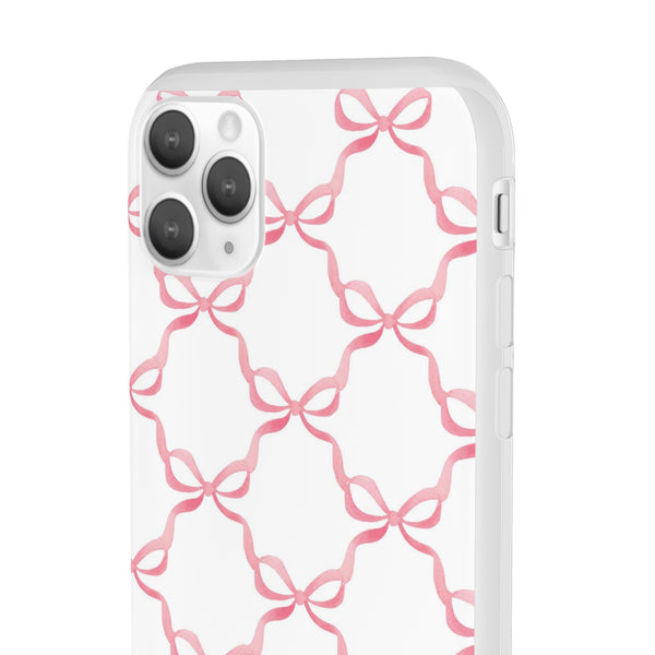 Flexible Phone Case - Preppy Chinoiserie Watercolor Bows iphone Samsung clear access to all ports and functions