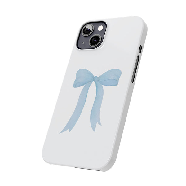 Blue Bow Phone Case, Coquette , loveshackfancy inspired, preppy print Phone Case Slim and Sleek, all iPhone 15 14 Plus Pro Max 13
