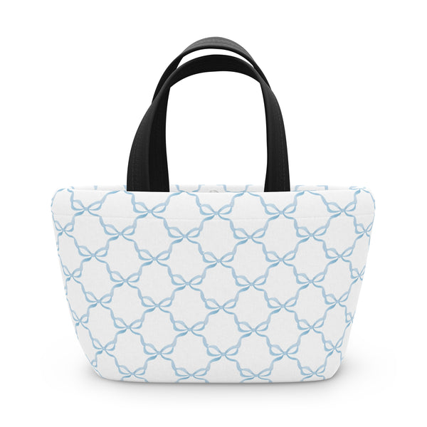 Preppy Blue Bows lunch bag, insulated, cooler bag, One size, washable, magnet closure