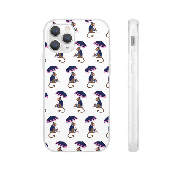 Flexible Phone Case - Preppy Chinoiserie Monkey Pattern  iphone Samsung clear access to all ports and functions